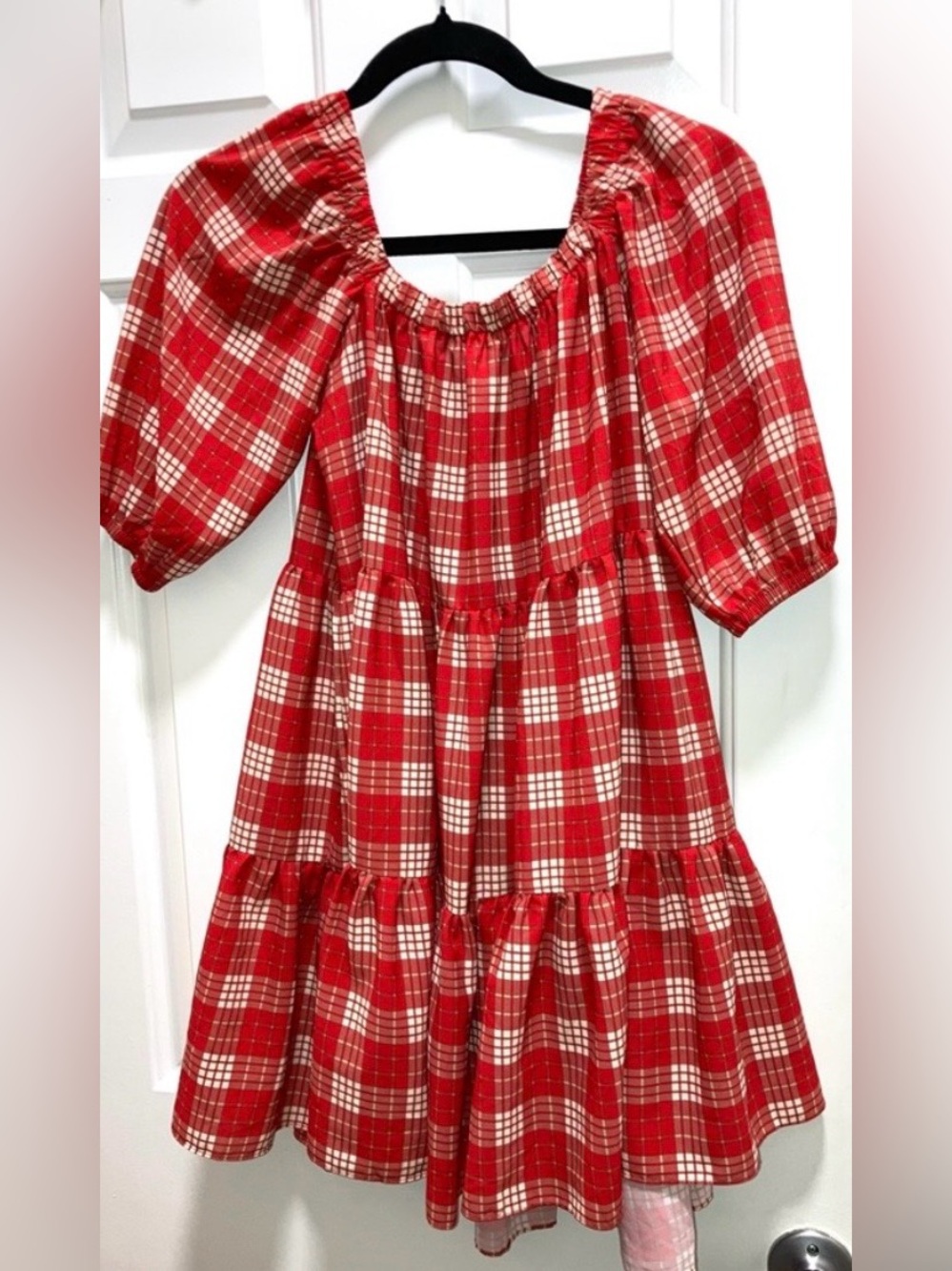 Be Girl Clothing Dress Star Dress Tween red plaid print baby doll soft Size 12y